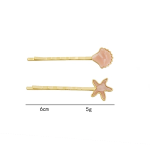 Set di fermagli per capelli con stella marina e conchiglia rosa e oro, lunghi 6 cm
