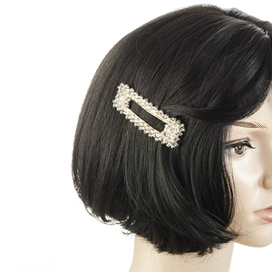 Fermaglio per capelli quadrato con cristalli bianchi e base dorata per donna