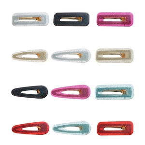 Pince à Cheveux Pailletée Ciel Étoilé en Acrylique pour Femmes Géométrique Goutte Carrée Couleur Bonbon Pince Bec de Canard Mode