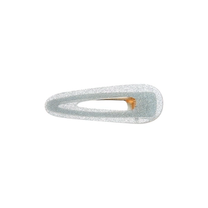 Barrette à cheveux goutte argentée pailletée avec boucle à pression dorée pour femme