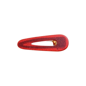 Barrette à cheveux rouge pailletée en acétate avec une forme goutte d'eau classique