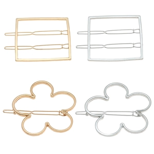 Fermaglio per Capelli Minimalista in Lega Cavo Fiore Quadrato Geometrico per Donna Oro Argento Forcina in Metallo Accessorio Moda