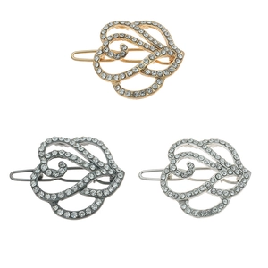 Elegante Fermaglio per Capelli a Forma di Fiore con Strass in Lega di Rosa per Donna Oro Argento Nero Accessori per Capelli