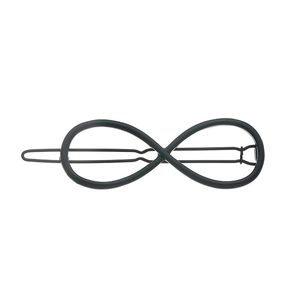 Minimalist matte black infinite symbol geometric hair clip with alloy alloy spring clamp