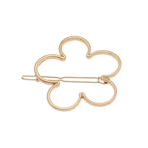 Fermaglio per capelli a forma di fiore cavo in lega oro con elegante design geometrico