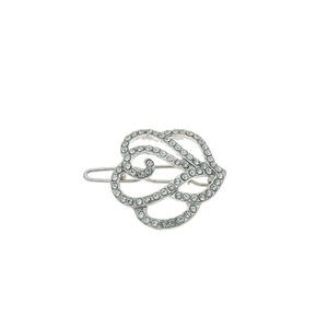 Elegante fermaglio per capelli a fiore argento con filigrana e strass brillanti