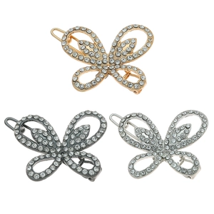 Pince à Cheveux Papillon Ajourée Alliage de Zinc Strass Géométrique Cristal Étincelant Barrette Latérale Femme Accessoires