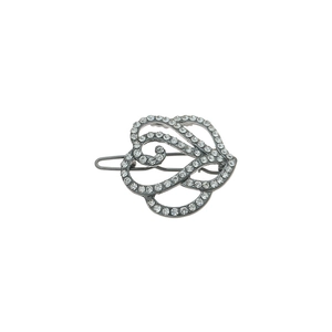 Elegante fermaglio per capelli a rosa traforata con strass scintillanti in lega grigio scuro