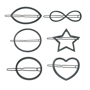 Matte Black Alloy Geometric Hair Clips Star Heart Infinity Hollow Minimalist Hairpin Fashion Accessory For Women