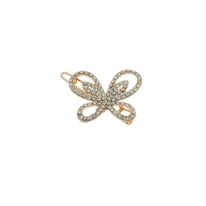 Barrette papillon dorée élégante avec strass en cristal et design géométrique