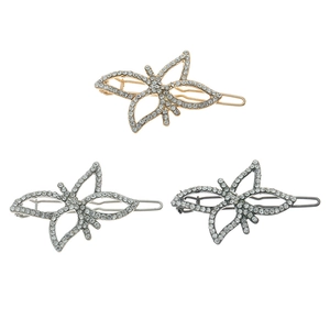 Hohl Schmetterling Haarspange Minimalistische Strass Eingelegte Zinklegierung Seitenclip Elegante Haarschmuck Gold Silber Schwarz