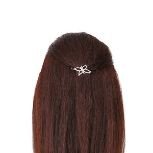 Eleganter hohler Lotus-Haarclip mit Strasssteinen auf Silbermetall für Damenfrisuren