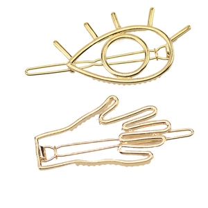 Alloy Metal Evil Eye Palm Hair Clips For Women Western Fashion Gold Silver Electroplated Bobby Pins Hair Accessories