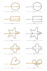 Macro shot of 7cm minimalist geometric hair clips with sparkling rhinestone inlay set