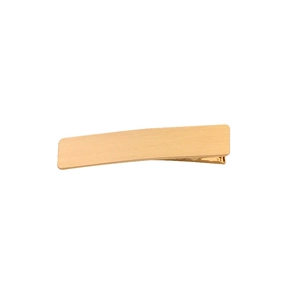 Minimalist rectangular gold metal hair clip with a matte brushed finish for women