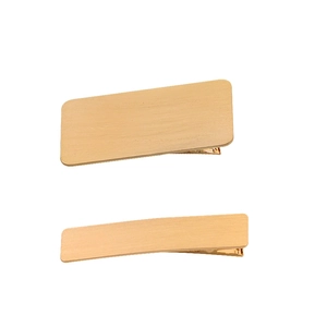 Minimalist Geometric Gold Metal Brushed Rectangular Duckbill Hair Clip For Women Matte Finish Alloy Daily Hair Styling Accessory