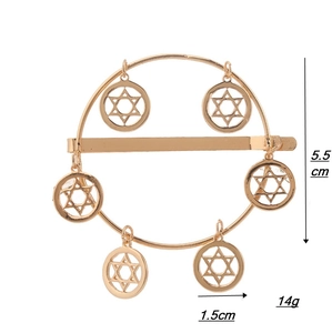 Goldene Haarklammer aus Legierung mit minimalistischen Hexagramm-Anhängern und Rahmen