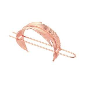 Retro leaf shape alloy hair pin in rose gold finish with delicate carved veins