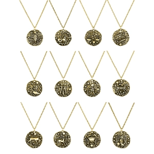 Lot de 12 colliers zodiacaux en alliage d'or vintage avec pendentifs de constellation