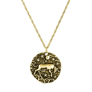 Collier minimaliste vintage en or avec pendentif Taureau sur une fine chaîne de corde