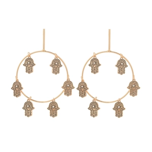Orecchini a Cerchio in Lega Vintage Mano di Fatima per Donna Bohemian Malocchio Ciondolo in Strass Orecchini Pendenti Gioielli Etnici