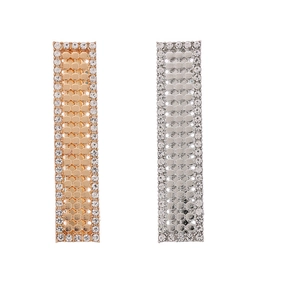 Minimalist square rhinestone hair clip set in gold and silver with honeycomb texture
