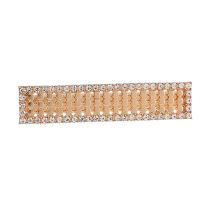 Elegant gold square hair clip with rhinestones and hollow honeycomb design for women