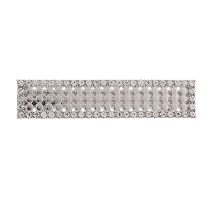 Minimalist silver metal hair clip with sparkling rhinestones and honeycomb texture