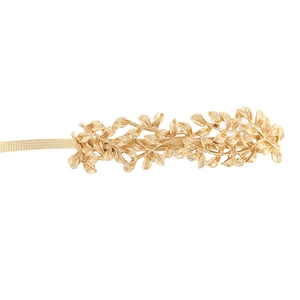 Ceinture élégante en métal à feuilles dorées avec détails texturés et bande élastique
