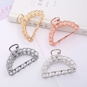 Minimalist Hollow Chain Alloy Hair Claw Clip Large Metal Hair Catch For Women Non Slip Thick Hair Styling Accessories