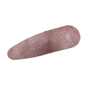 Close-up of oval matte duckbill hair clip in dusty rose with a textured finish