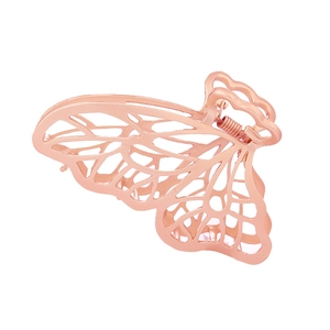 Elegante molletta per capelli a farfalla oro rosa con design geometrico in metallo