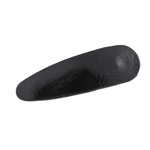 Classic black PU leather leopard print hair clip with vintage geometric duckbill shape