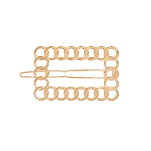 Barrette à cheveux dorée minimaliste avec design à maillons de chaîne géométriques