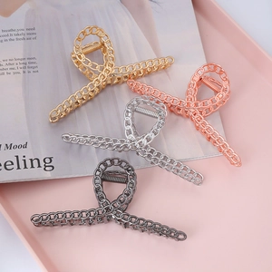 Women Metal Chain Hair Claw Clip Large Hollow Out Zinc Alloy Hair Jaw Clip Strong Hold Hair Accessory For Thin Thick Hair