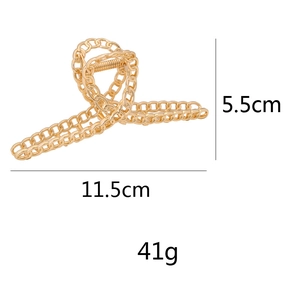 Detailed dimensions of 11.5cm gold hollow chain hair claw clip with weight info