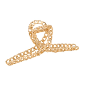 Elegant gold metal chain hair claw clip with intricate textured links for women