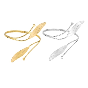 Bracciale da Braccio a Foglia di Metallo Regolabile a Spirale Placcato Oro Argento Stile Boho Greco Gioielli Donna