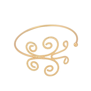 Fashionable gold open upper arm cuff with hollow spiral pattern and vintage style