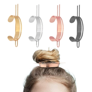 Minimalist Alloy Metal Bun Cage Hair Stick For Women Geometric Smooth Surface Electroplated Hair Accessories For Bun Hairstyles