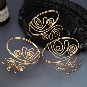 Bracciale a Fascia Tulipano in Lega di Zinco Vintage per Donna Regolabile Filigrana Svuotato Fascia da Braccio Strass Oro Argento Gioielli di Moda