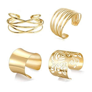 Minimalist Alloy Open Cuff Bracelet Collection For Women Gold Silver Plated Geometric Wide Metal Bangles Fashion Jewelry Gift