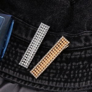 Pinces à Cheveux Rectangulaires en Alliage de Zinc Strass Vintage Or Argent Électroplaqué Géométrique Ajouré