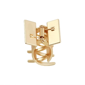 Minimalist matte gold metal hair claw clip with strong spring and cross-teeth design