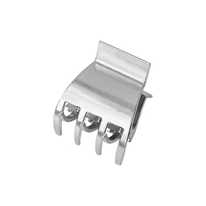 Polished silver metal hair claw clip with mirror finish for minimalist hair styling