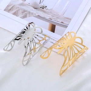 Fashion Hollow Butterfly Cuff Bracelet For Women Minimalist Adjustable Open Metal Bangle Statement Electroplated Alloy Jewelry Gift