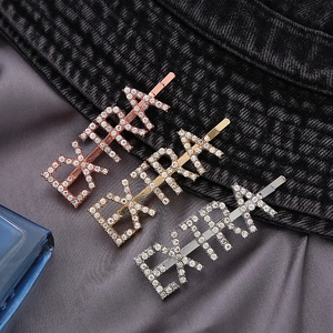 Fashion EXTRA Letter Rhinestone Hair Clip For Women Alloy Metal Crystal Bobby Pin Gold Silver Rose Gold Hair Jewelry