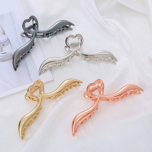 Elegante Pinza per Capelli in Lega di Zinco a Forma di Cuore ad Onda Grande Fermaglio in Metallo per Donna Accessori Capelli
