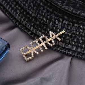Sparkling gold metal hair clip with EXTRA letter rhinestones for elegant styling
