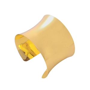 Bracelet manchette large en métal doré poli au design géométrique et minimaliste